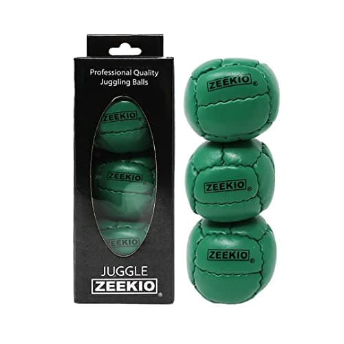 Zeekio Galaxy Juggling Ball Professional Grade Suitable for All Levels Ages Premium 12 Panel Genuine Leather Ball Durable 130 Grams 67mm Set of 3 Green