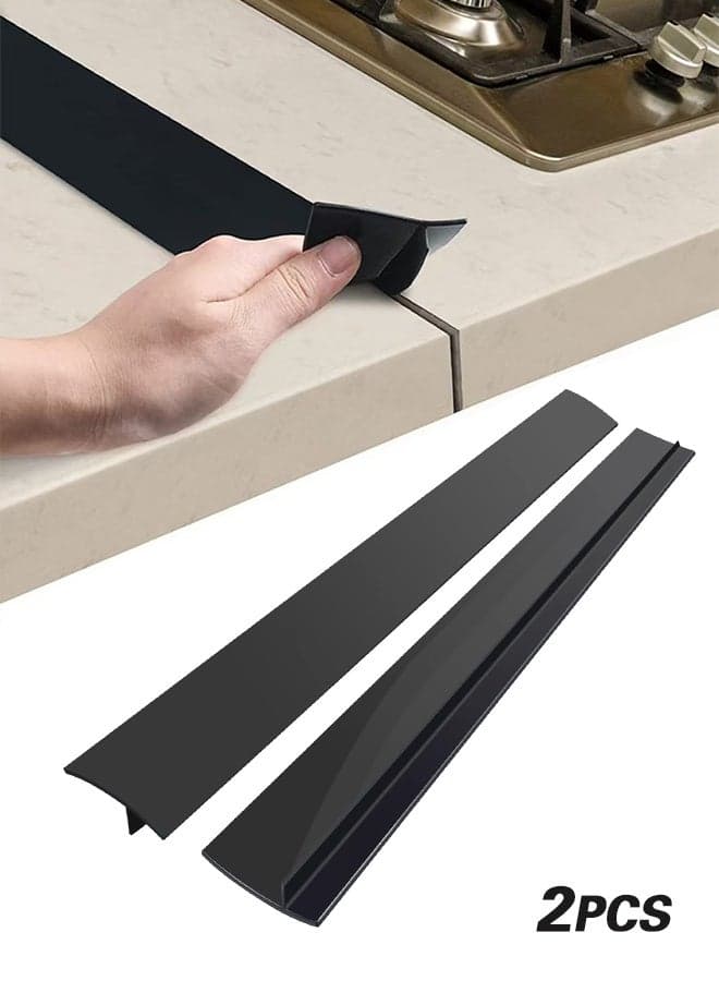 Silicone Stove Counter Gap Cover, 21 Inches (for 0.2-1 inch Gap) Extra Long Kitchen Range Gap Filler, Heavy 10 oz, Cut to any size (Set of 2, Black)