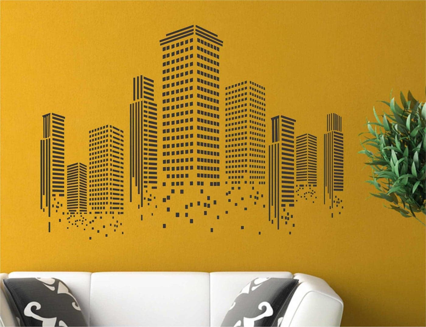 Heaven Decors Vinyl Urban City Building Black Wall Sticker (83X59 cm )