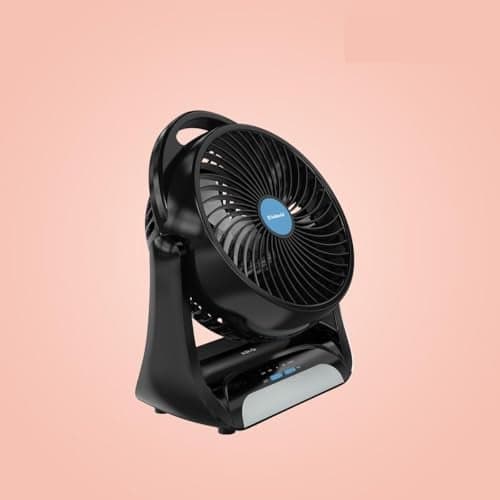 Goldmedal Air-Q 150 mm Mini Portable Personal Fan with LED – Black Blue | Pack of 1 | Desk & Wall Mountable| 270 ° Rotation | USB- Powered Rechargeable Battery | 4 Speed Setting