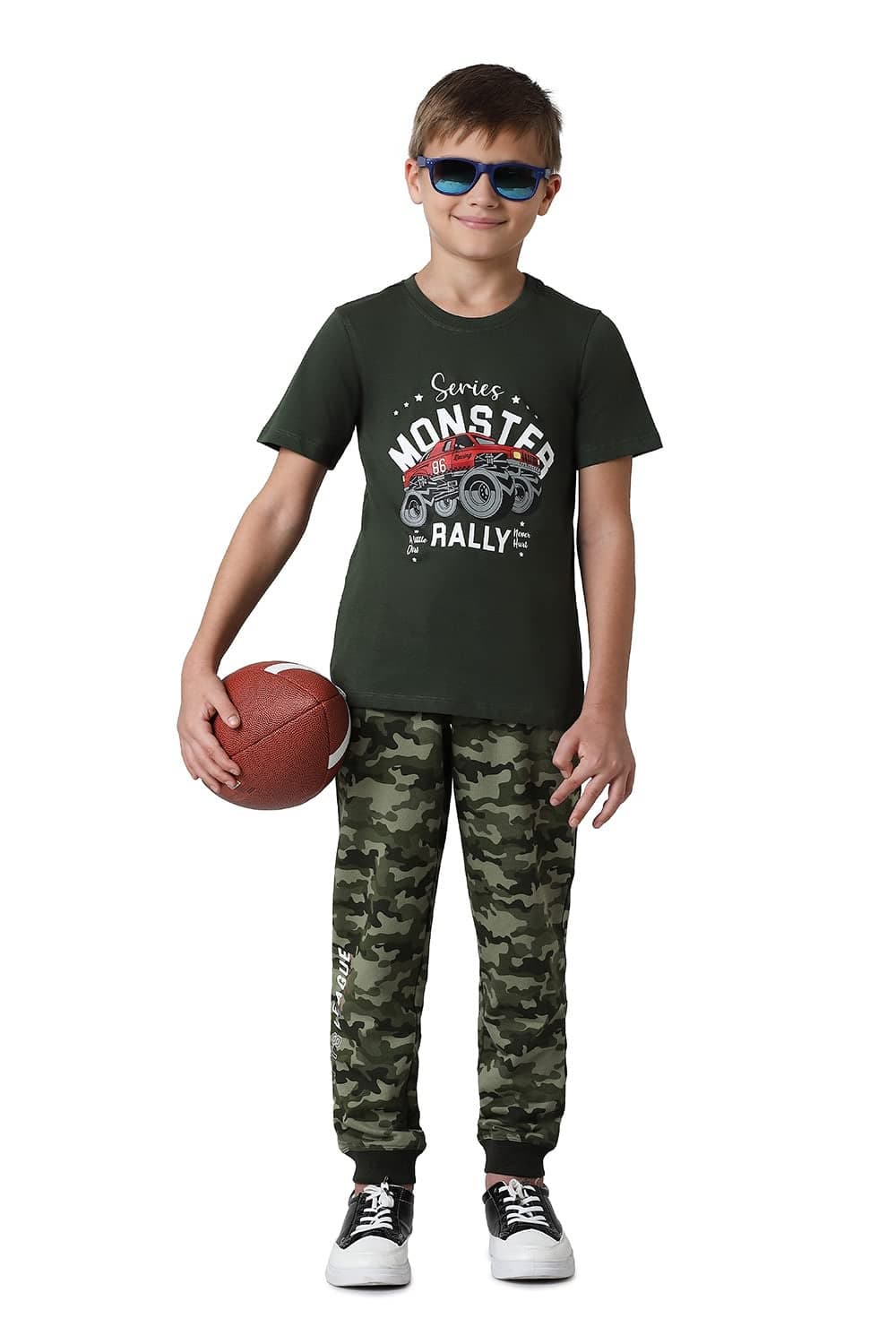 Van Heusen Boys Regular Fit Joggers - Cotton Terry Blend - Smart Tech, Easy Stain Release, Anti Stat, Ultra Soft, Moisture Wicking_52401_Oil Green Combo_5-6 Years