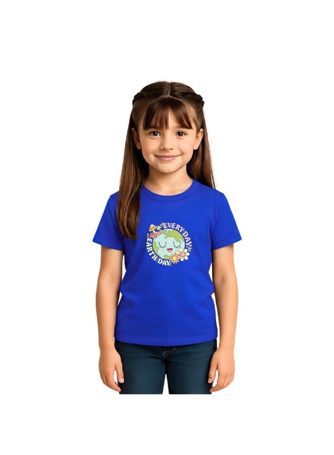 Earth Day Girls T-Shirt-Round Neck Tshirt100% Cotton Fabric|Short Sleeve Tshirt|Earth Day Printed Tshirt|Gift For Earth Day Events