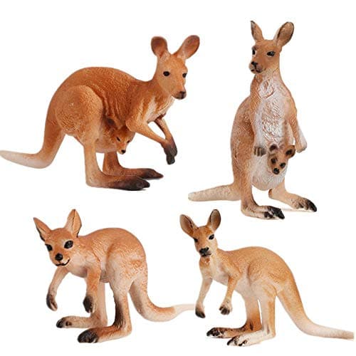 4PCS Safari Animal Figurines Cake Topper Toy Animals for Kids with Kangaroos