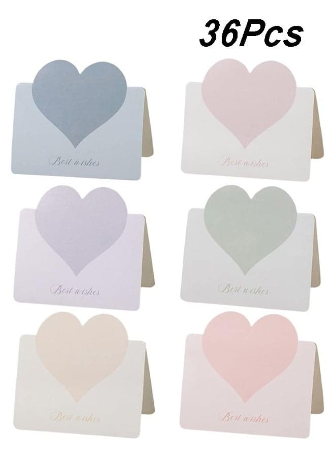 36Pcs Foldable Love Heart Greeting Cards, Assorted Color Romantic Heart Blank Cards Note Card, Sweet Thank You Cards Gift Cards