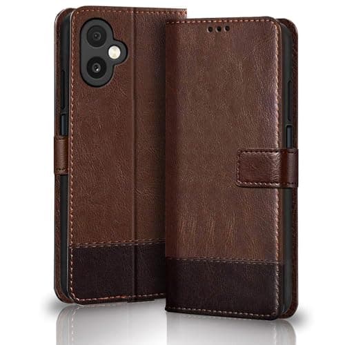 TheGiftKart Flip Back Cover Case for Samsung Galaxy M07 / F07 | Dual-Color Leather Finish | Inbuilt Stand & Pockets | Wallet Style Flip Cover Case for Samsung M07 / F07 (Faux Leather, Brown & Coffee)