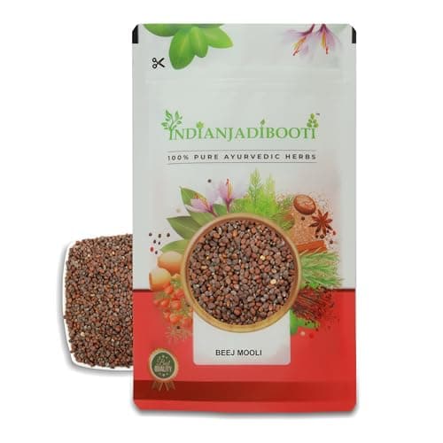 IndianJadiBooti Beej Mooli (Edible Radish Seeds/Moolaka Beej) – 100% Pure Raw Seeds for Digestive Health & Kidney Detox – Helps Support Urinary Wellness & Metabolism 100g Pack