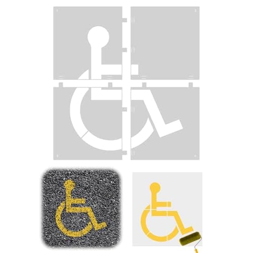 Diegimr Handicap Stencil for Parking Lot, ADA Handicap Icon Stencil Wheelchair Symbol Only Demountable Handicap Template Large Reusable Handicap Pavement Stencil, 71x71cm/27.95x27.95in, white