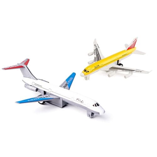 Airplane Toys Metal and Plastic Plane Pull Back Airplane Toys for 3 4 5 6 Years Old Boys Girls Die Cast Aircraft Plane Models Kids Play Vehicles Aeroplane Airplanes for Birthday Gifts 2 pack