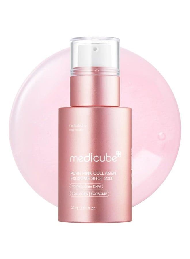 PDRN Pink Collagen Exosome Shot Serum 2,000 PPM | Liquid Skin Booster | Exosome, Salmon DNA PDRN, Spicules | Uneven Skin Tone, Pore Care, Skin Texture | Korean Skin Care 1.01 fl.oz