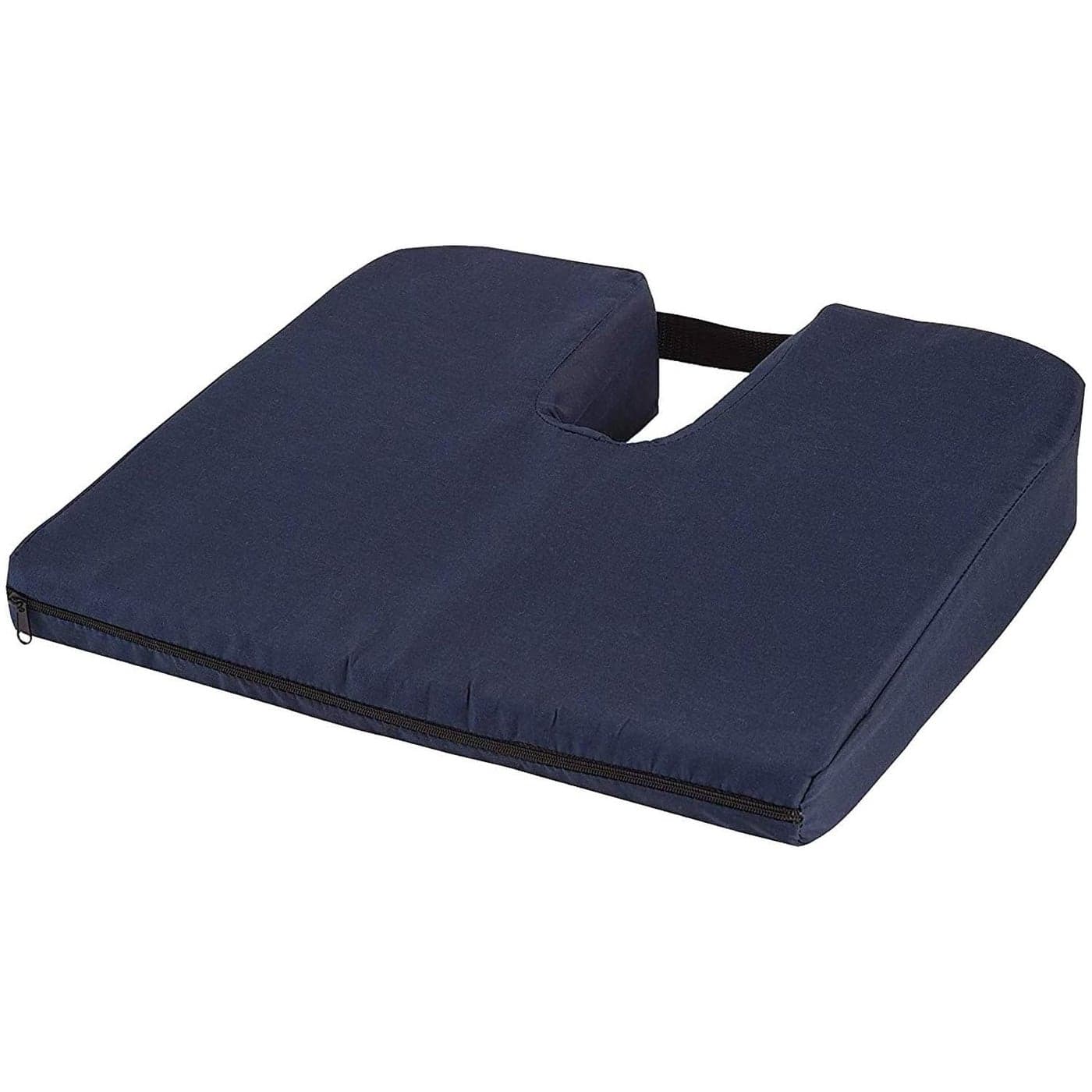 DMI Sloping Back Foam Seat Cushion for Coccyx Pain Relief For Use with Chairs and Wheelchairs With Cover FSA HSA Eligible 16 x 18 x 2 4 Inches Navy