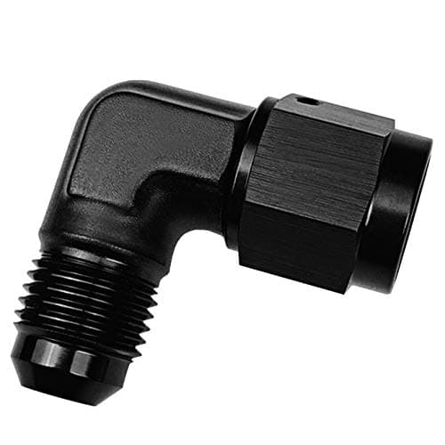 Female 4AN to Male 4 AN Flare 90 Degree Hose Union Bulkhead Fuel Fitting Adapter Forged Elbow Swivel Hose Connector Black Alumiunm Anodized