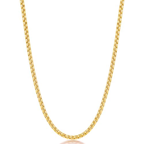 Fiusem 14K Gold Plated Chain for Men, 3mm 14K Gold Plated Stainless Steel Necklace for Men and Women, Box Chain 24 Inches