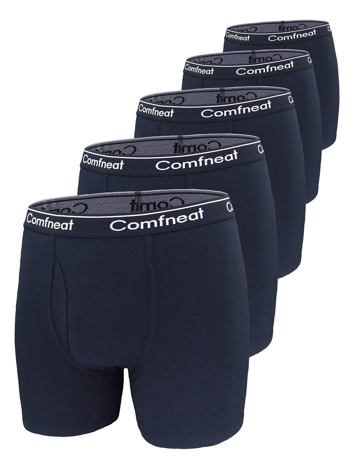 Comfneat Men's 5-Pack Big & Tall 3XL-7XL Boxer Briefs Cotton Spandex Underwear with Fly (Black+Black Stripe Pack-5, 4XL)