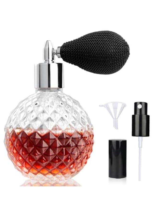LINALL Perfume Bottle Vintage Atomizer Spray Bottle 34oz Empty Refillable Perfume Atomizer Glass Bottle Great for Home Decoration Cocktail Clear