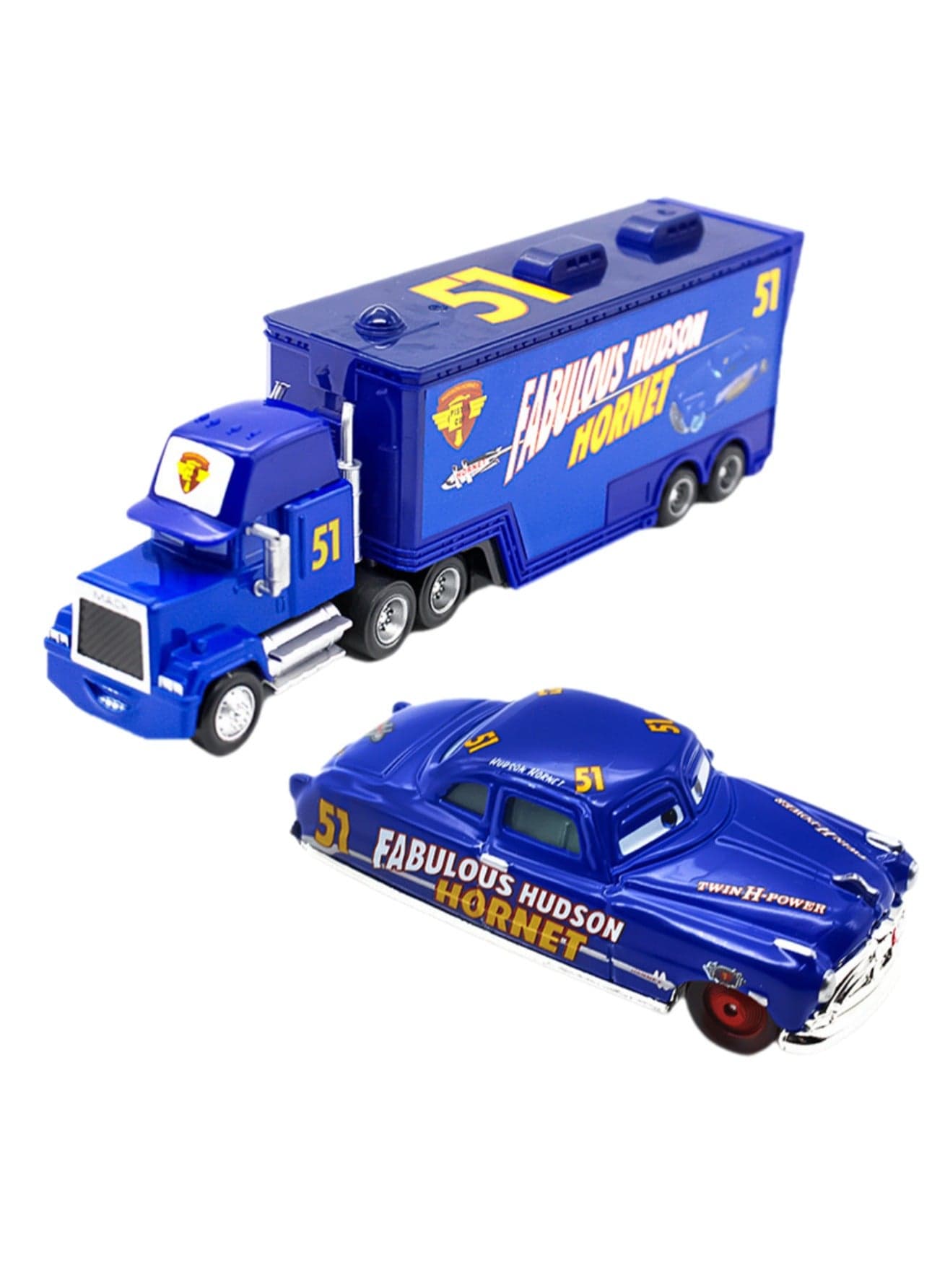 Cars Racing Container Truck Racing Alloy Set Toy Model Children's Gift Desktop Ornaments (No. 51 Champion Doctor Container Truck + No. 51 Champion Doctor Car)