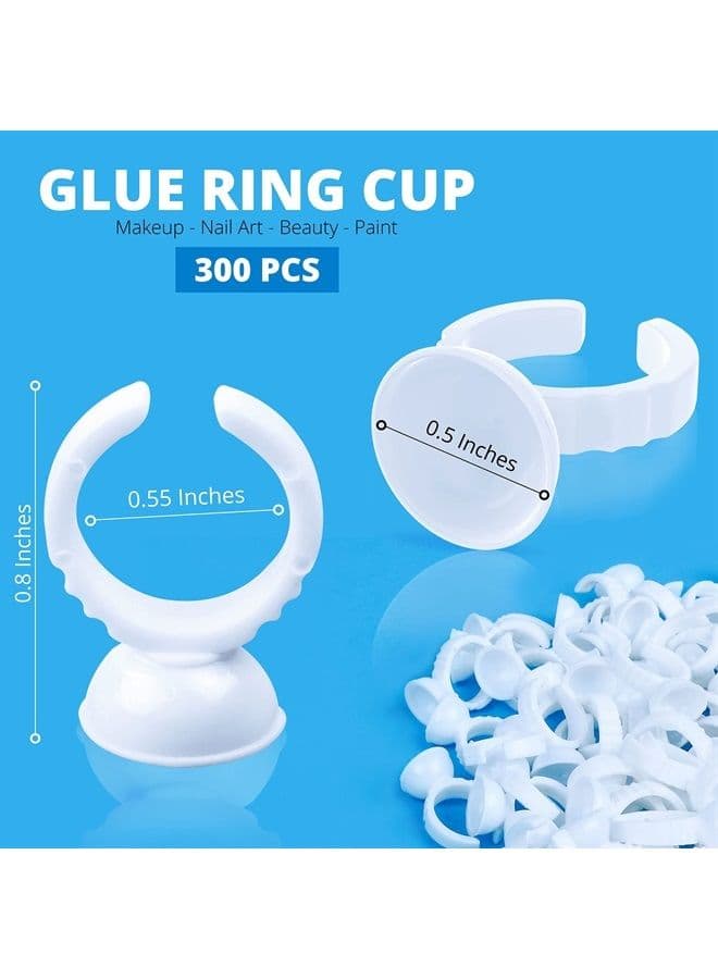 300PCS Glue Rings AliOry Glue Rings for Eyelash Extensions Disposable Rings for Lashes Lovely Shape Lash Fan Blossom Glue Cups Lash Extension Supplies Lash Supplies for Eyelash Extensions.