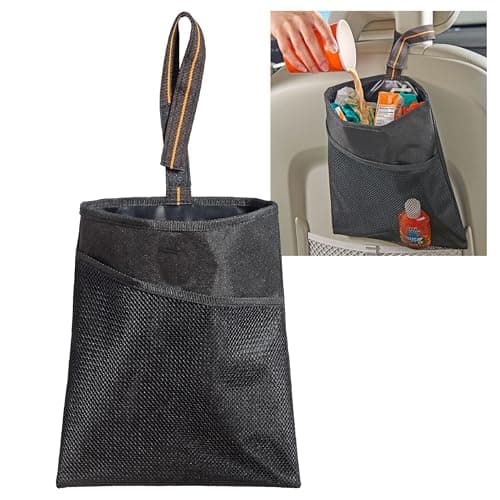 High Road Hanging Car Trash Bag with Waterproof Leakproof Liner, Storage Pocket and Adjustable Strap to Hang in The Front or Back Seat