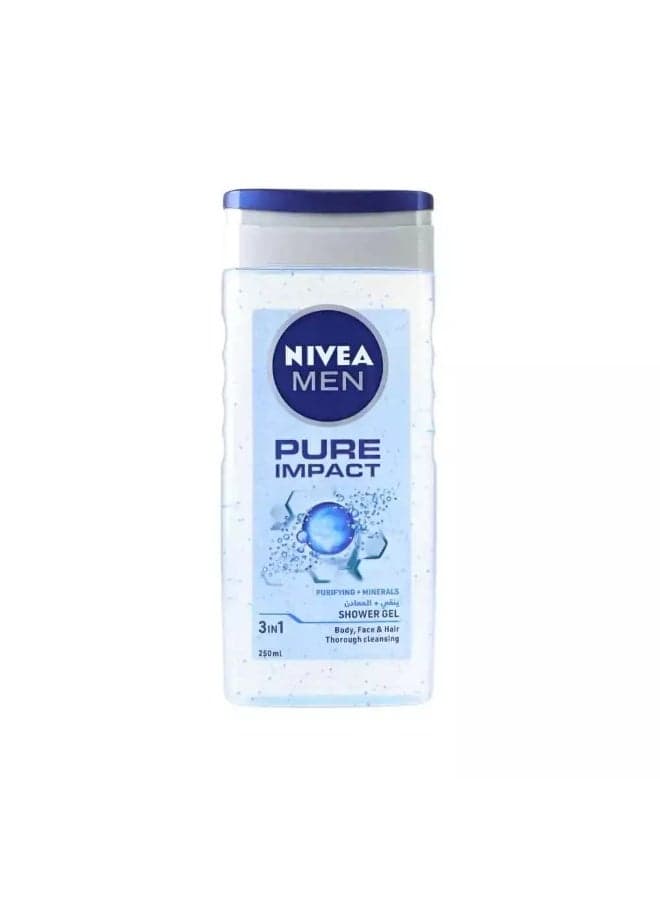 Nivea Men Pure Impact 3 in 1 Shower Gel For Body, Face & Hair- 250ml