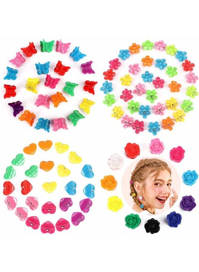 200Pcs Mini Claw Clips,Assorted Color Butterfly Flower Shape Hair Clips Candy Colors Hair Clips For Women Hair Accessories Clips