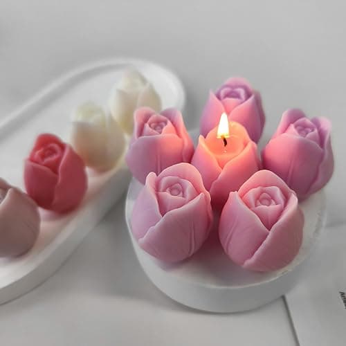 2 Pack Tulip Mold Tulip Resin Candle Mold Silicone 3D Molds for Candy Home Decor Resin Casting Making Molds
