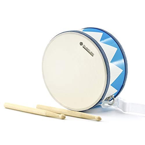 MUSICUBE Kids Drum Set 8Inch Wooden Drum Toys with an Adjustable Strap and 2 Drumsticks Educational Baby Musical Toys Drum Sensory Musical Instrument Toys for Toddler Boys Girls Gift Packing