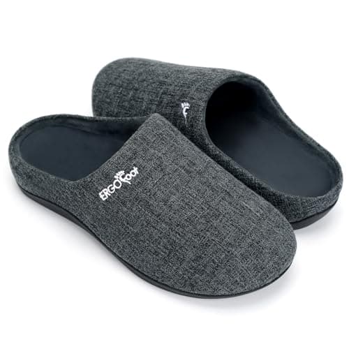 ERGOfoot Orthotic Slippers with Arch Support for Plantar Fasciitis Pain Relief, Comfortable Orthopedic Clog House Shoes with Indoor Outdoor Anti-Skid Rubber Sole