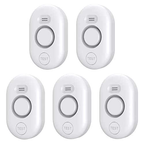 Water Leak Detector Sensor Alarm: Water Flooding Monitor for Home Adjustable Wet Moisture Alert Smart Sink Overflow Monitoring Pipe Leakage Drip Detection Warning for Basement Floor (5*Sensor)