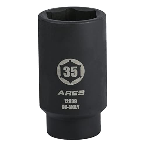 ARES 12039-35MM Axle Nut Socket - 6 Point Socket - Extra Deep 1/2-Inch Drive Impact Socket for Easy Removal of Axle Shaft Nuts