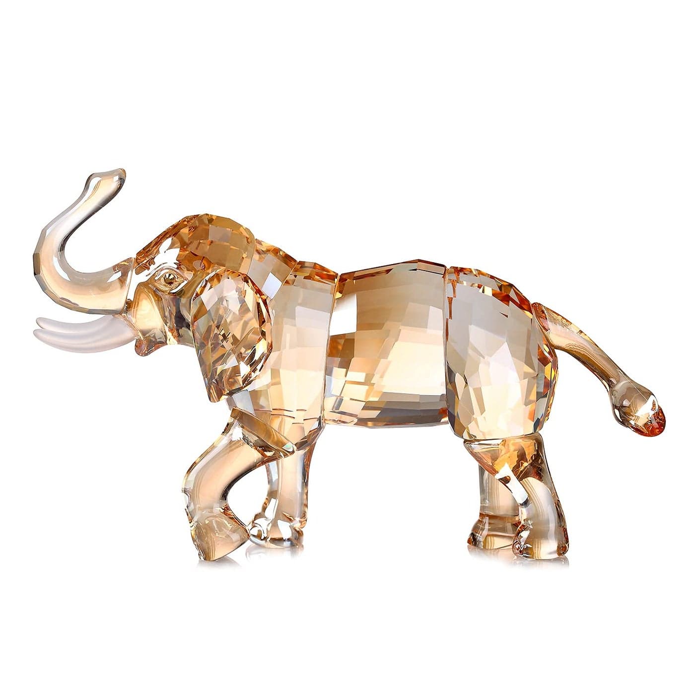 Crystal Lucky Elephant Figurine Collection Ornament Statue Animal Collectible Home Decor Gold