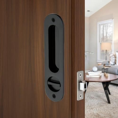 LAPO Sliding Door Lock | Zinc Alloy | Premium Black Finish | Fits 35mm–50mm Door Thickness | Heavy Duty Handle with Privacy Lock for Wooden & Metal Sliding Doors | Home & Office Use