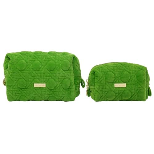 Lilly Pulitzer Gold Quilted Zipper Pouches Cute Cosmetic Case for Women Travel Toiletry Bag Small Pouch Bag for Supplies Set of 2 Makeup or Toiletries Peninsula Green