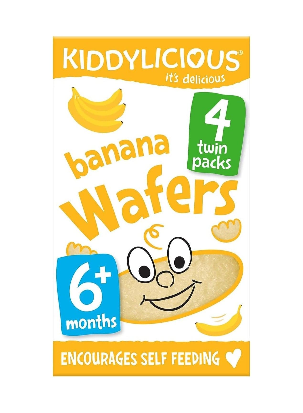 Kiddilicious Banana Chips Gluten and Dairy Free Baby Snack Suitable for ages 6 months and up 4x4g