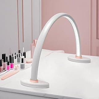 obcd Half Moon Light for Nail Desk 16 inch Nail Desk Light Half Moon Lamp Portable Arch Lamp Dimmable with Foldable Bracket for Desk Salon Table Use 3 Color Temperature