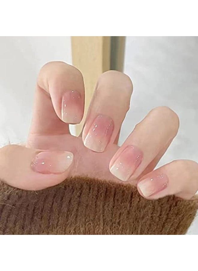Press on Nails Short Coffin 24Pcs Full Cover Reusable False Nails Kits Artificial Fingernails Acrylic Fake Nails for Women Stick on Nails with Designs Glue on Nails Square Shape R545