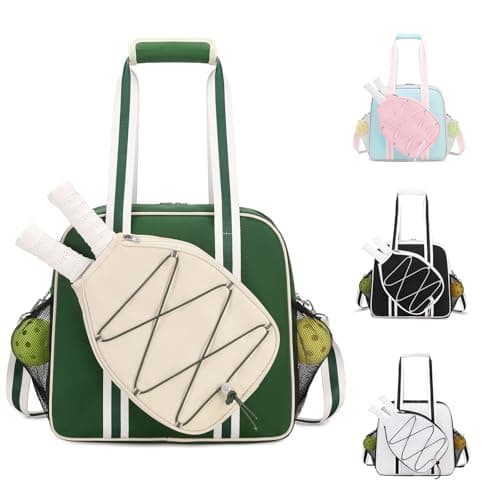 ACESAK Pickleball Bag Pickleball Bags for Women Men Teens with Waterproof Pocket Fence Hook Pickleball Tote Bag for Pickleball Racquet Sports Gym Duffle Adjustable Strap Green