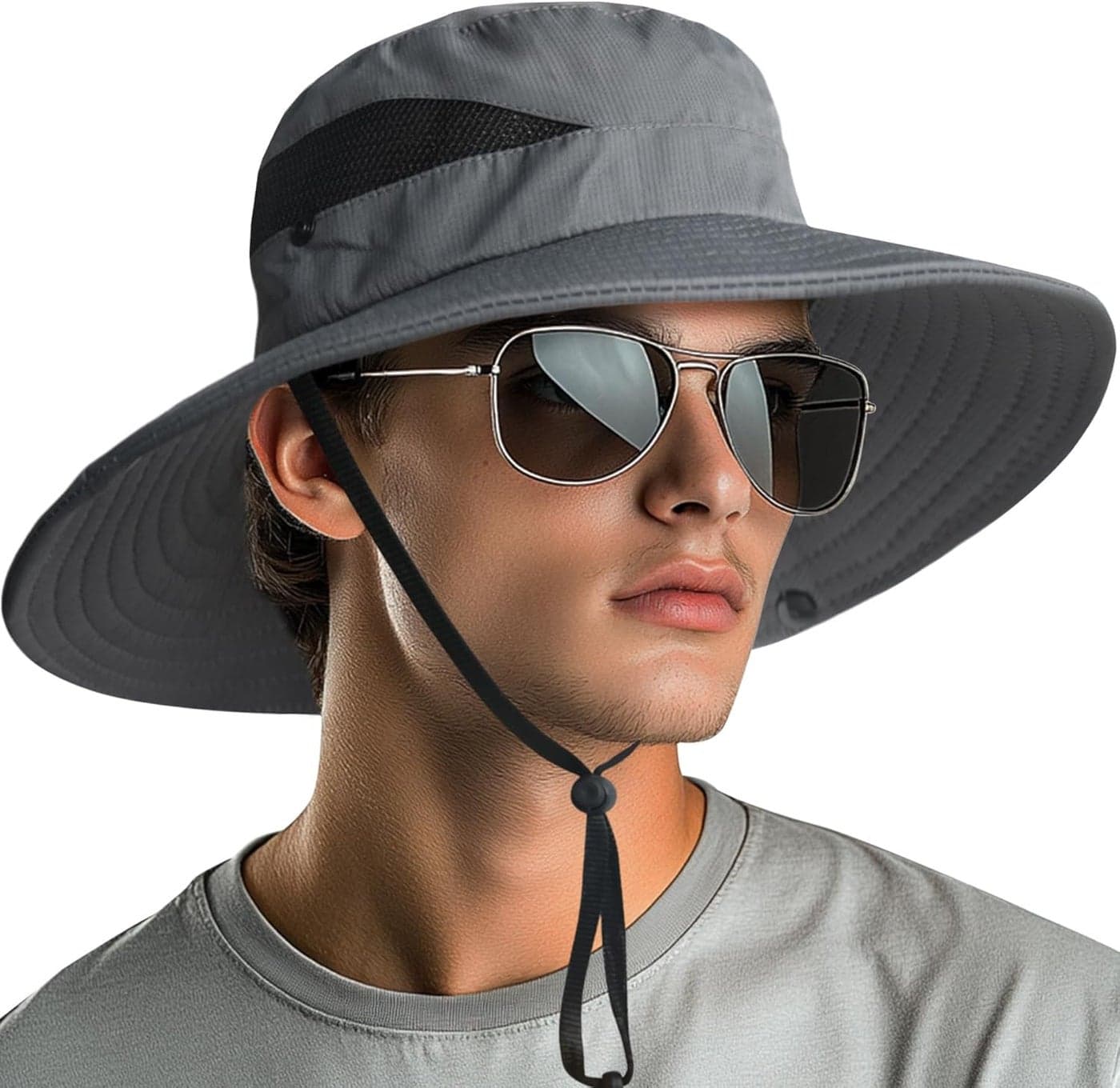 KeepCart Sun Protection Round Cap for Travel, Lightweight Breathable Stylish Summer Hat, Hiking, Gardning, Fishing, UV Protection Hat Cap for Men Women (in, Alpha, Free Size, Dark Grey)