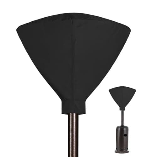 Outdoor Vinyl Patio Heater Cover w Zipper Storage Bag Classic Terrace Round Propane Fire Sense Gas Stand Up Heavy Duty Heater Head Covers Waterproof Weather Resistant34D Top Cover Only Black