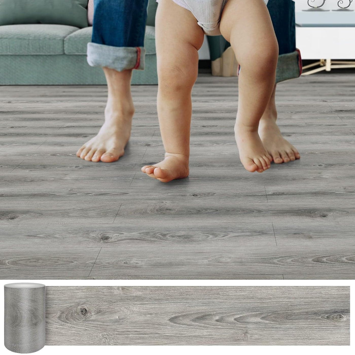 Lareko 54 SqFtWood Peel and Stick Floor Tiles36 Pack Grey Vinyl Flooring No Adhesive Residue 366 Waterproof and NonSlip Laminate Flooring for Renters Bathroom Living Room Smoke Grey
