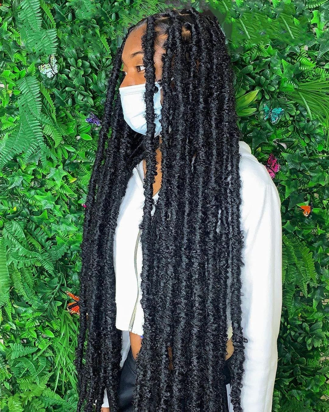 30 Inch Light Weight Butterfly Locs Crochet Hair 8 Packs Long Black Distressed Butterfly Faux Locs Crochet Hair 1B