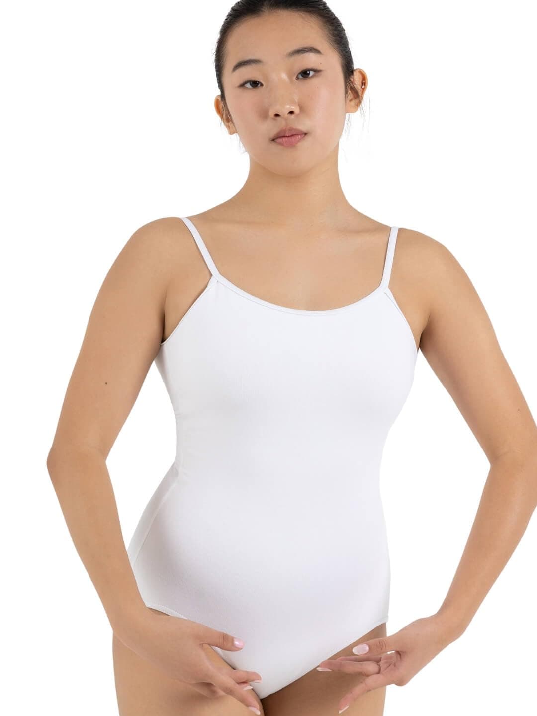 Capezio Camisole Leotard w/Adjustable Straps, White, Large