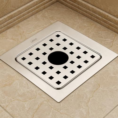 LIPKA YU Square Floor Drain |Premium Stainless Steel|6 x 6 Inches|with Hole|