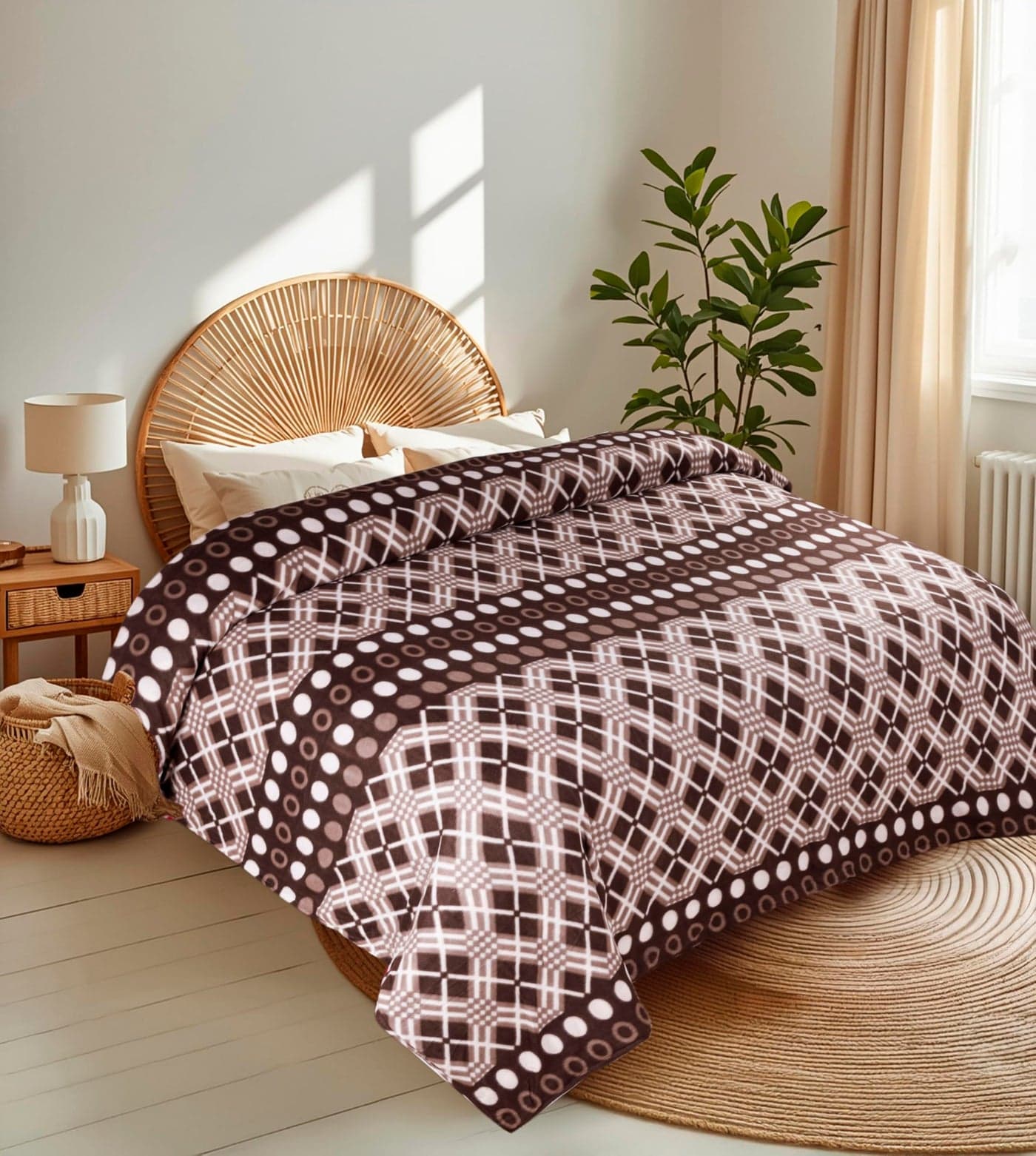 CHANDRAVATI Single Bed ||60x90||Fleece|| Quilt Cover/Duvet Cover/Rajai Cover/Blanket Cover for Winters (CC-Brown, 60x90)