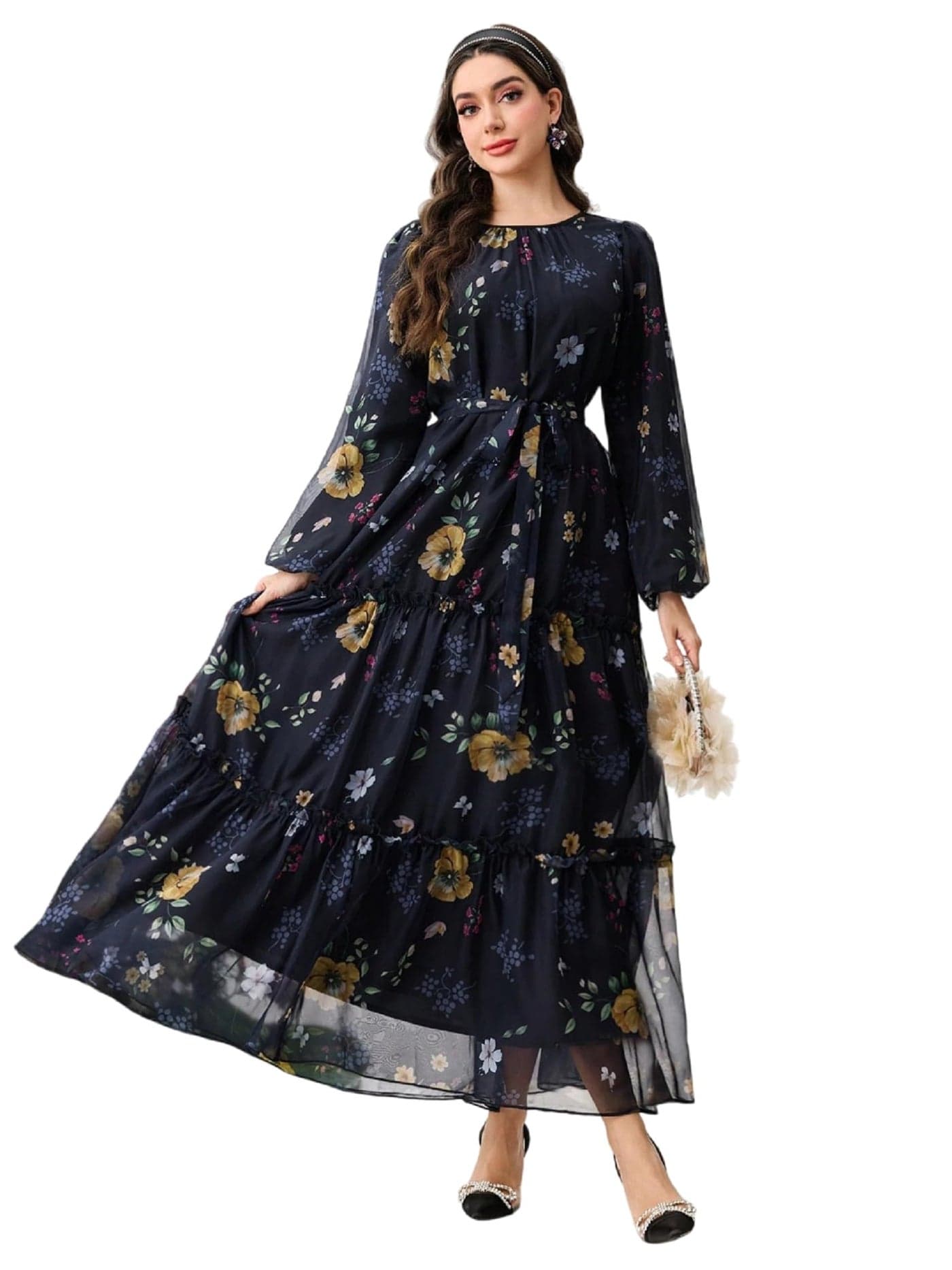 FABNEX One Piece Long Maxi Dresses for Women (K-183-Black-S)