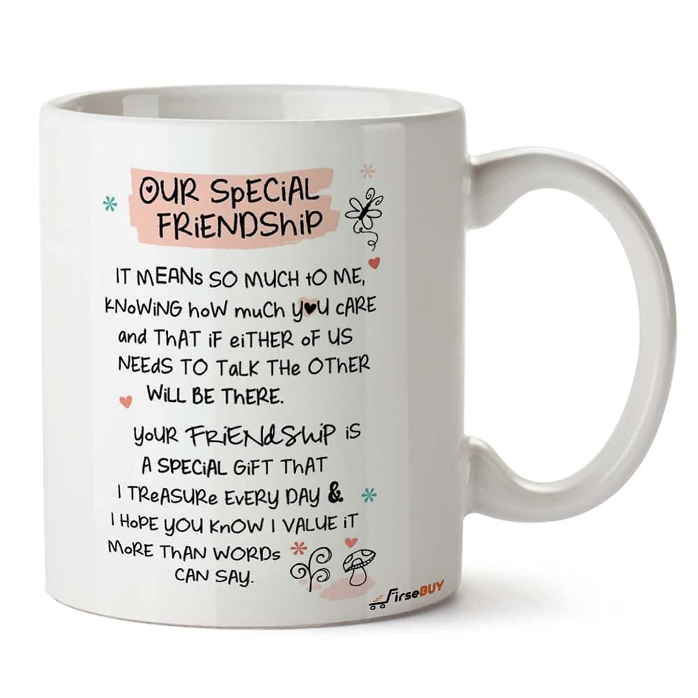 FirseBUY Friends Coffee Mug Friendship Quotes Printed Ceramic Cup White 11 Ounce