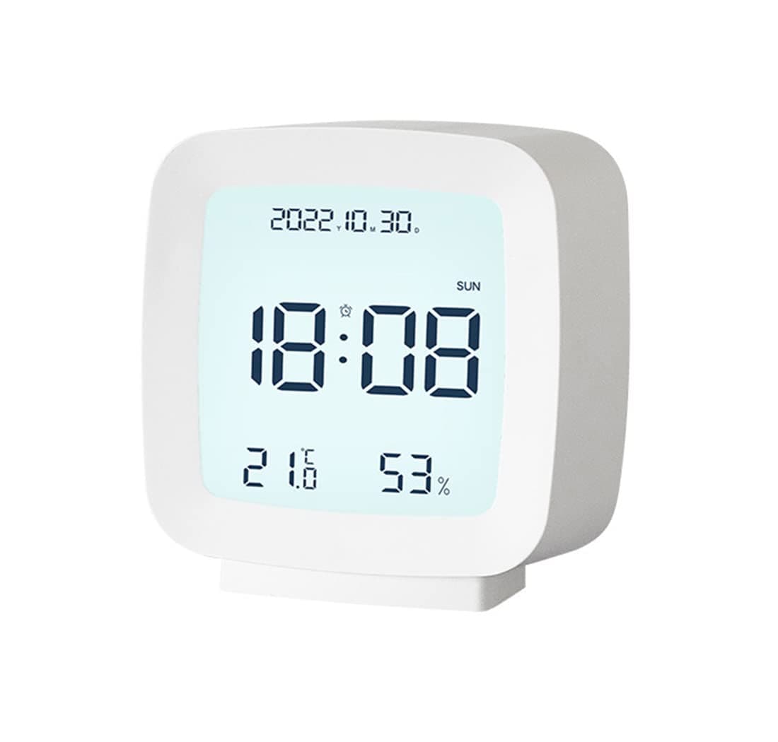 Mengshen Electronic Alarm Clock Small Screen with Silent Soft Backlight Portable Simple Temperature Humidity Voice Control Battery Support for Children Bedroom