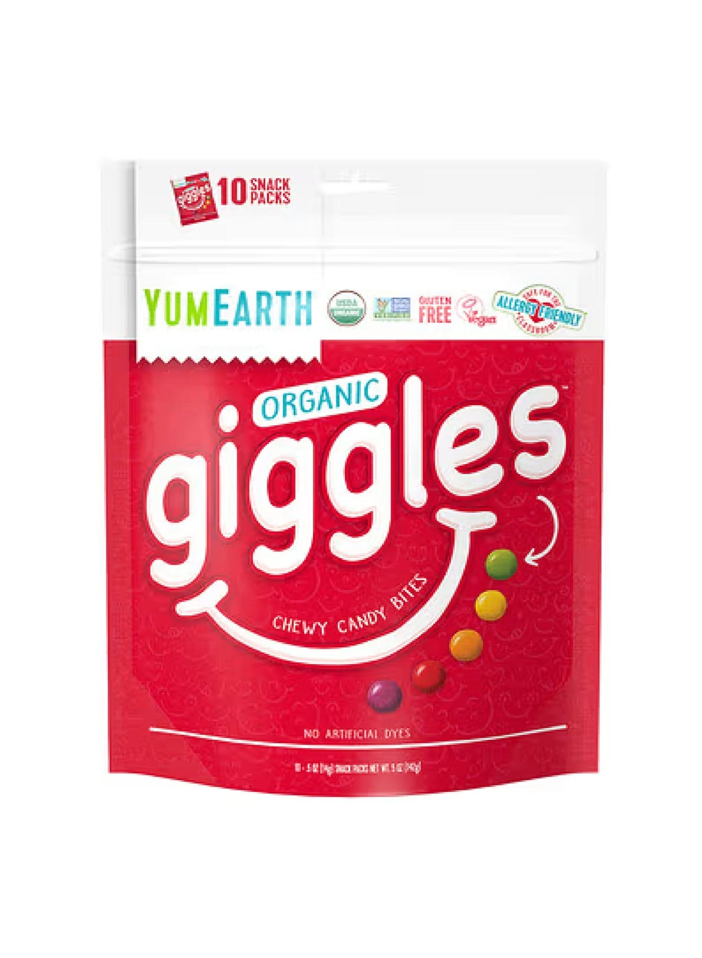 Organic Giggles, Chewy Candy Bites, 10 Snack Packs, 0.5 oz (14 g) Each