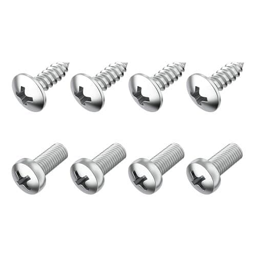PRIME AVE Stainless Steel License Plate Screws for License Plates, Frames, Covers - Durable & Rust Proof Licence Plate Screw Set for Front/Rear - Compatible with Audi (Pack of 8L)