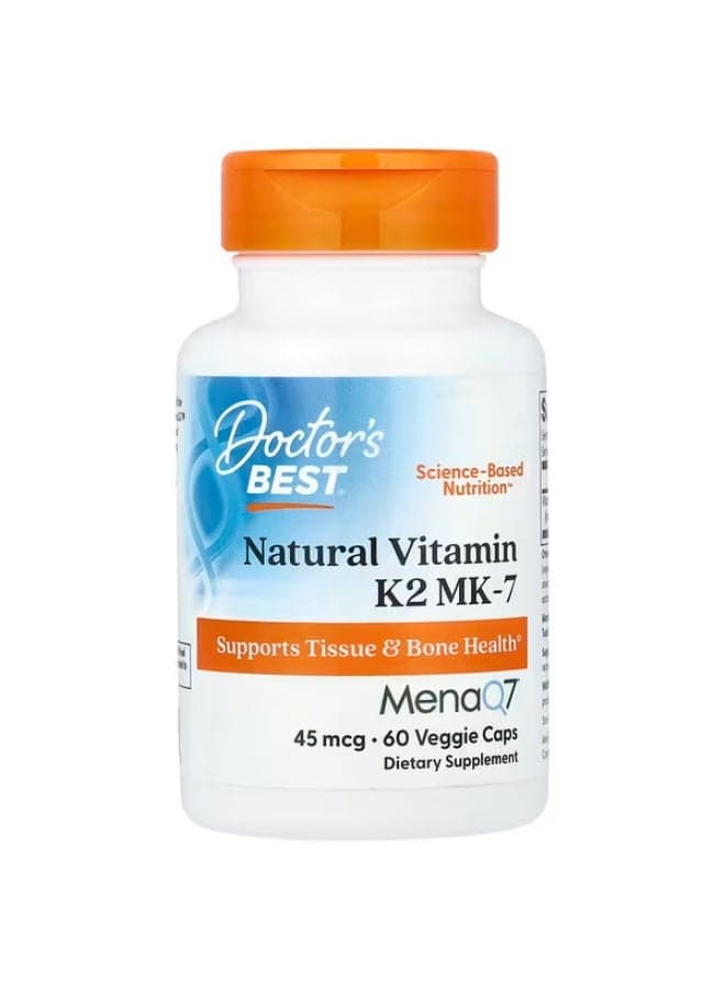Doctor's Best, Natural Vitamin K2 MK-7 , 45 mcg, 60 Veggie Caps