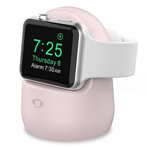 AhaStyle iWatch Stand Silicone Charging Dock Holder for Apple Watch Ultra 2, Ultra, SE2, Series SE, 7 6 5 4 3 2 1 (45/44/42/41/40/38mm), (Pink)