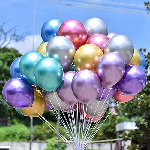 atorakushon Multi Color Latex Super Metallic Shiny Balloons 10" Inch Best For Theme Party Decoration Happy Birthday Party Supplies Wedding Anniversary Office Party Purpose House party Pack Of 30